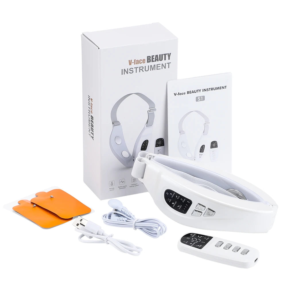 Electric Face Lifting Device LED Lights Heating Vibration Facial Massager Firming Tightening SPA Face Beauty Devices 6 Mode Tool