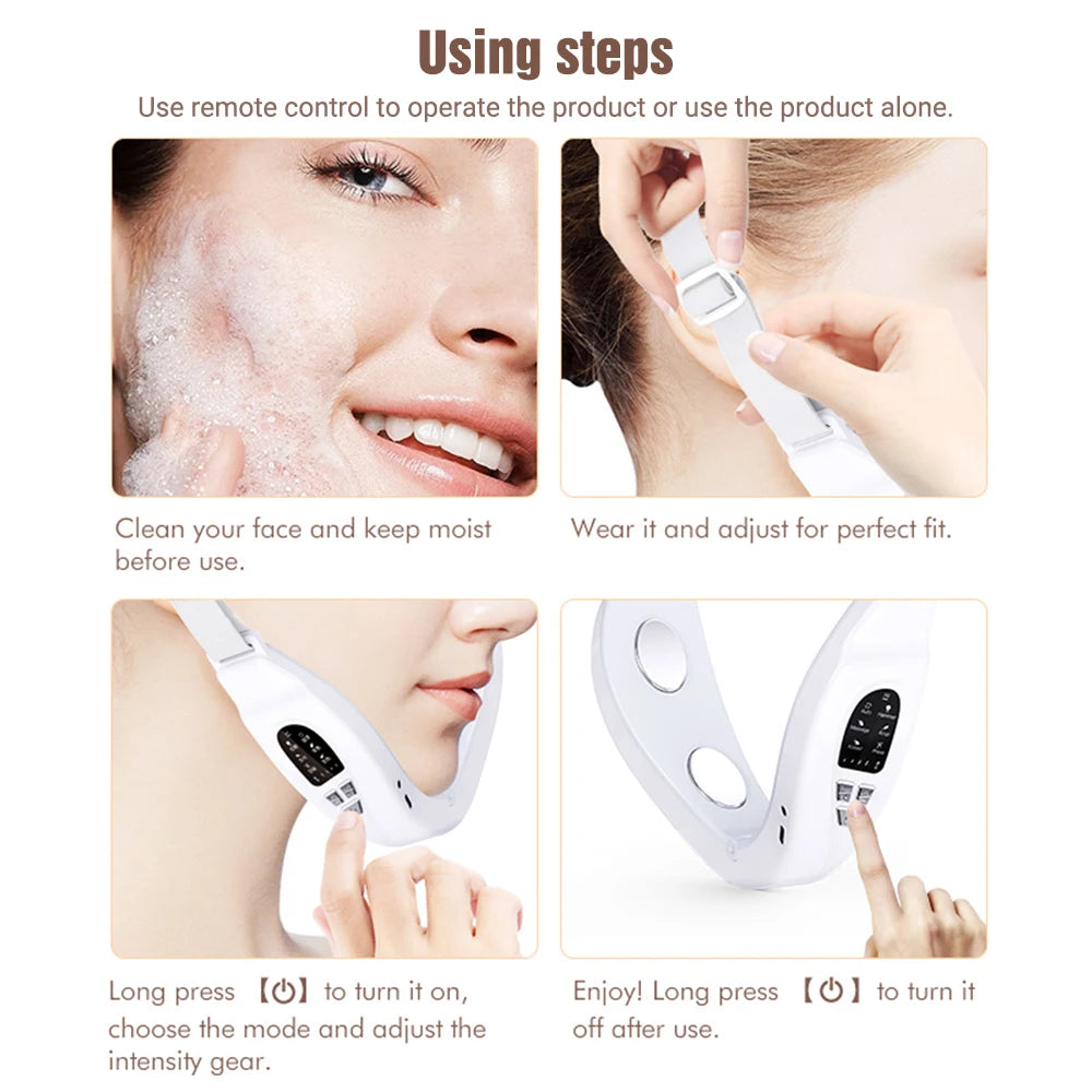 Electric Face Lifting Device LED Lights Heating Vibration Facial Massager Firming Tightening SPA Face Beauty Devices 6 Mode Tool