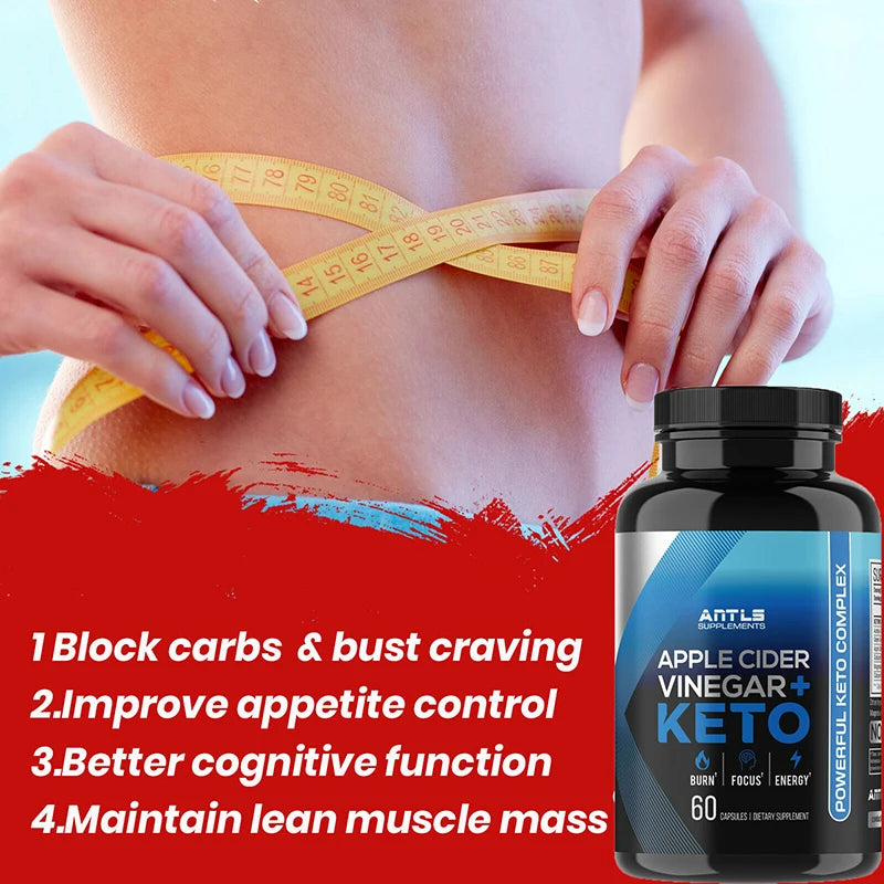 Women Keto BHB Fat Burner, Weight Management Supplement, Detox, Apple Cider Vinegar, Dietary Capsules